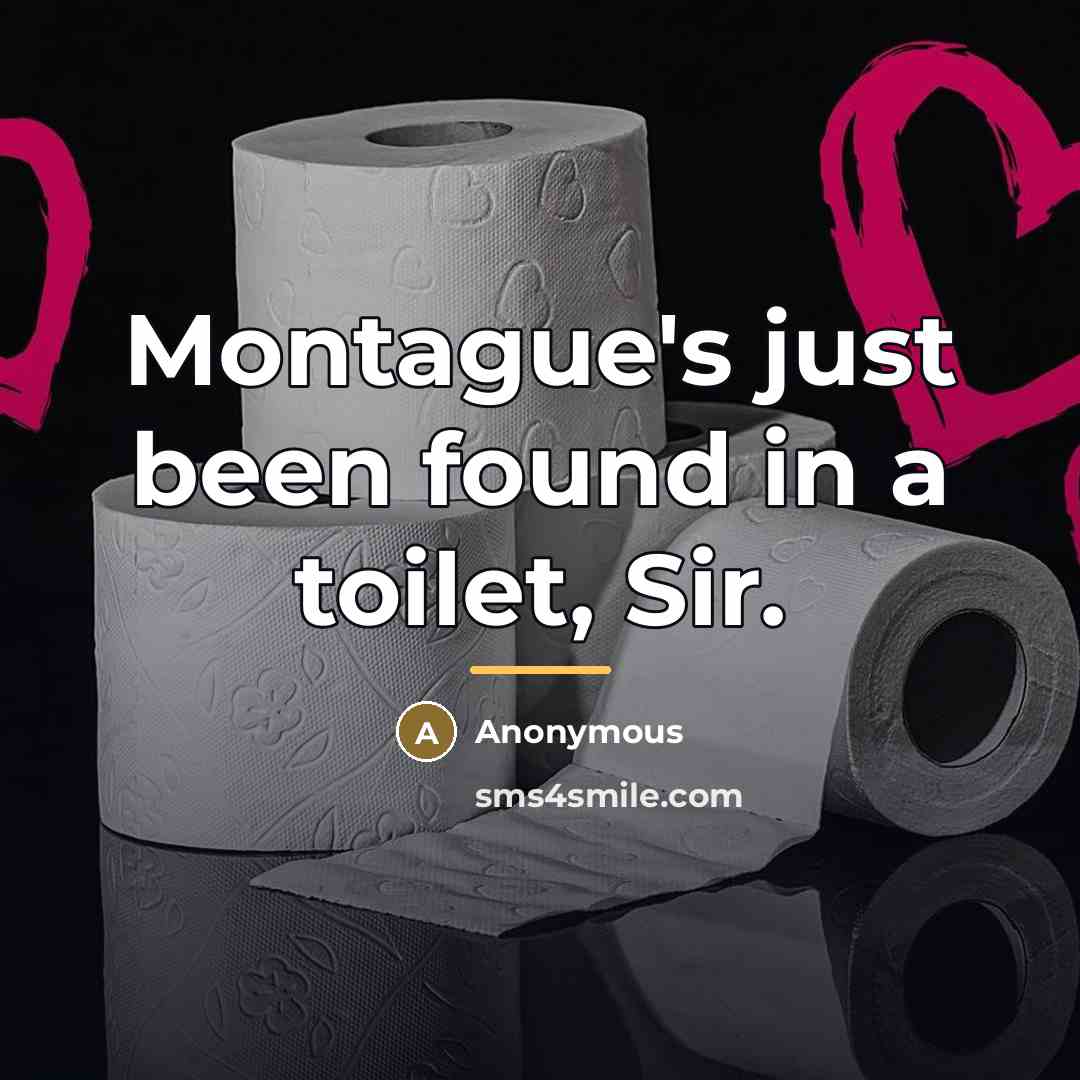 “Montague's just been found in a toilet, Sir.…” quote by Anonymous