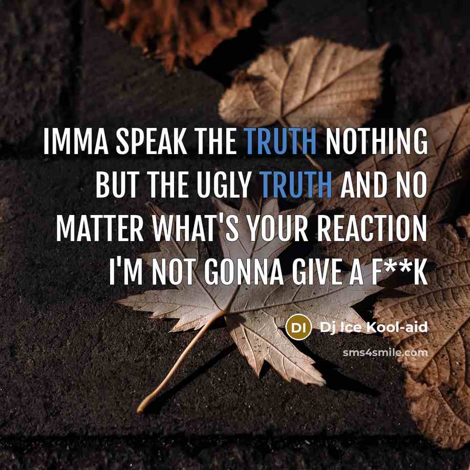 “Imma speak the truth nothing but the ugly truth and…” quote by Dj Ice Kool-aid
