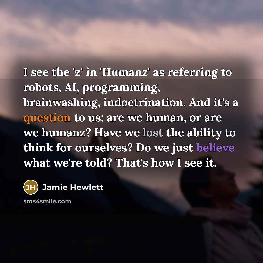 “I see the 'z' in 'Humanz' as referring to robots,…” quote by Jamie Hewlett