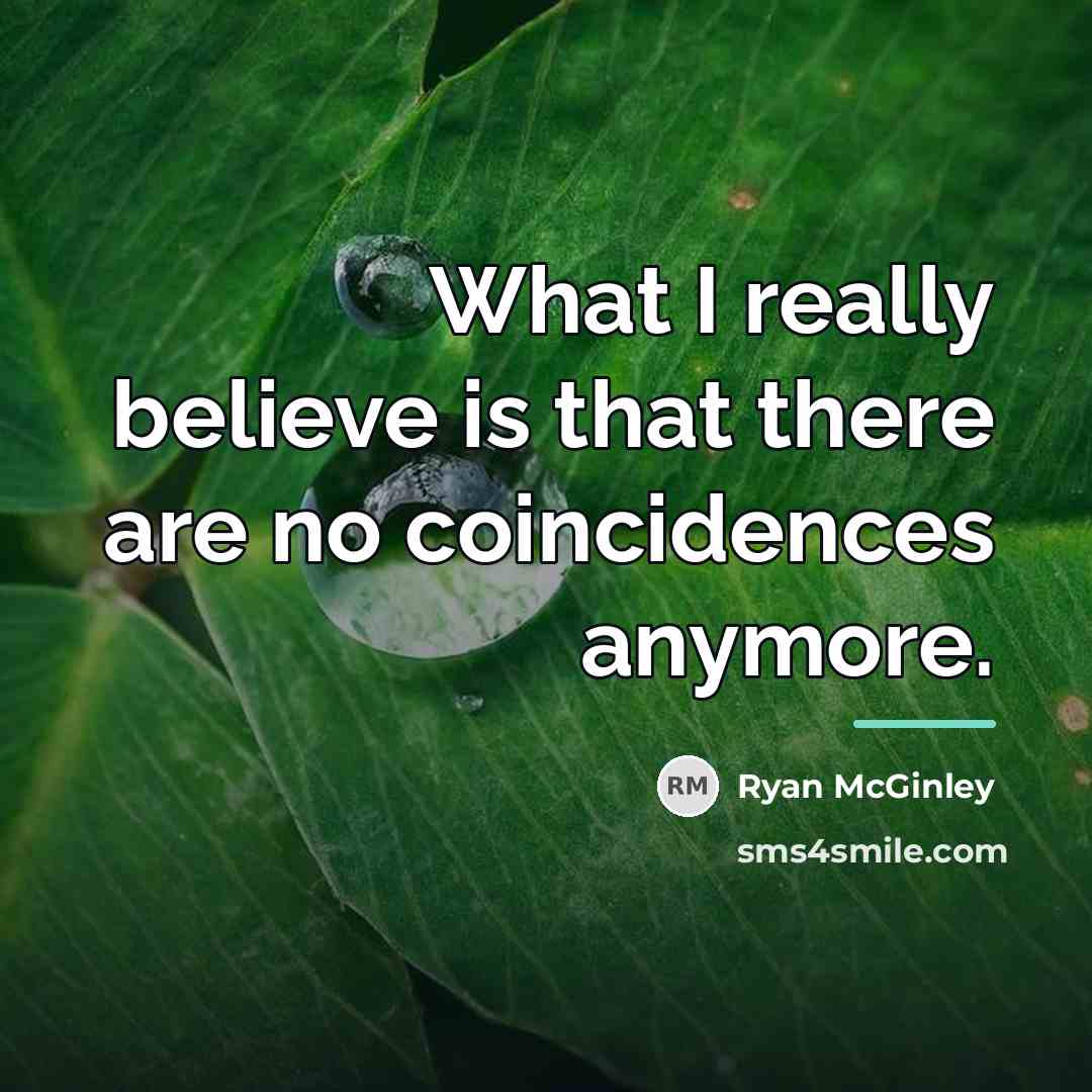 “What I really believe is that there are no coincidences…” quote by Ryan McGinley