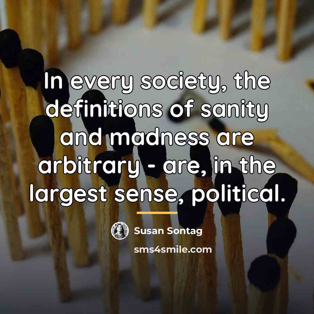 “In every society, the definitions of sanity and madness are…” quote by Susan Sontag