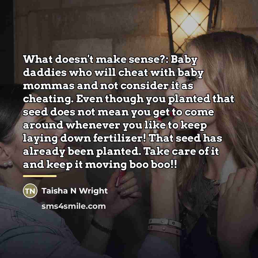 “What doesn't make sense?: Baby daddies who will cheat with…” quote by Taisha N Wright