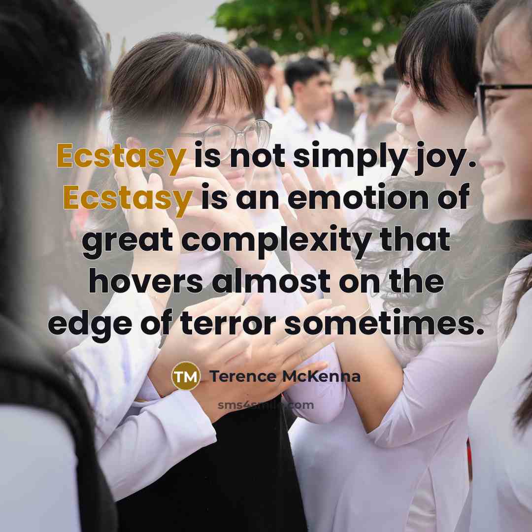 “Ecstasy is not simply joy. Ecstasy is an emotion of…” quote by Terence McKenna