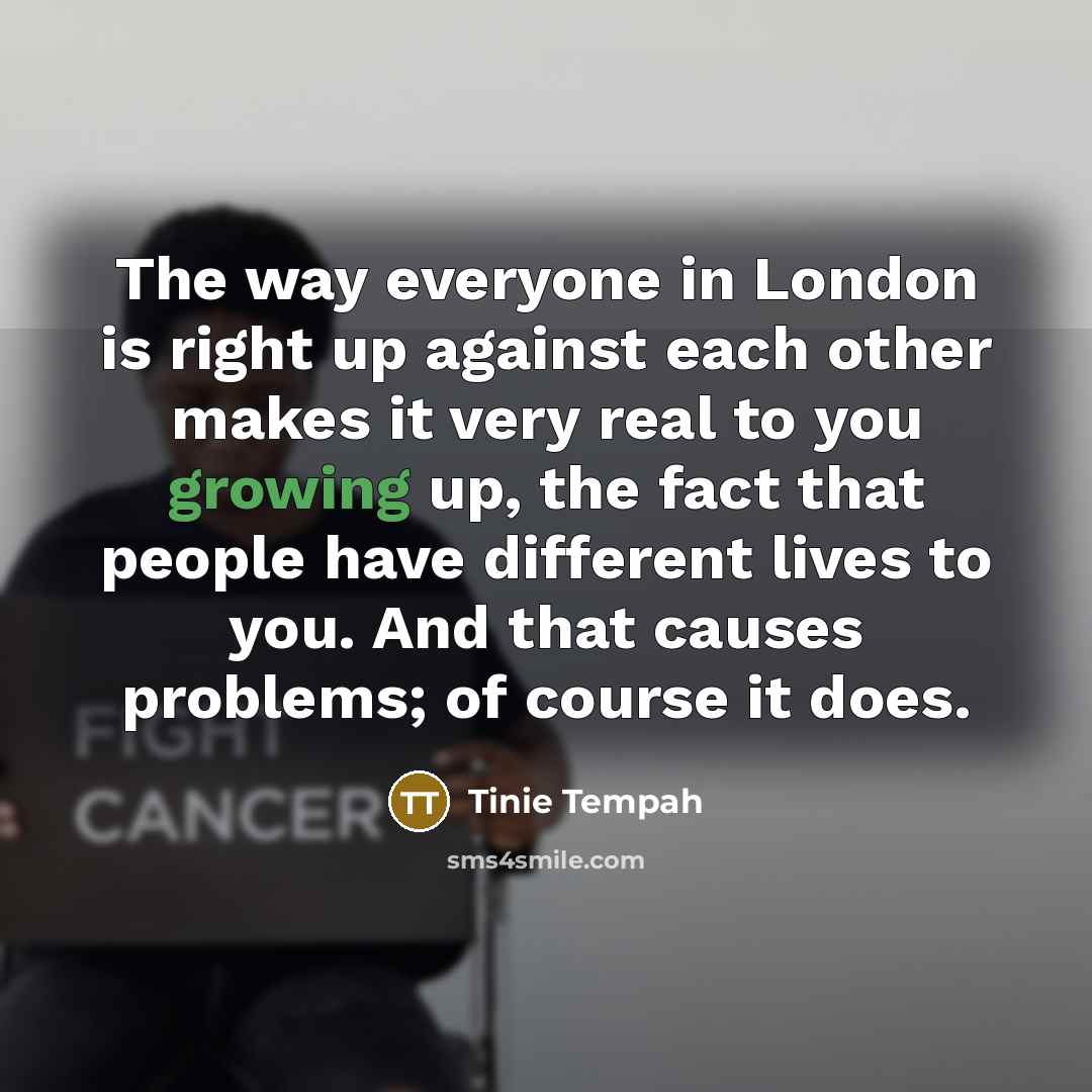 “The way everyone in London is right up against each…” quote by Tinie Tempah