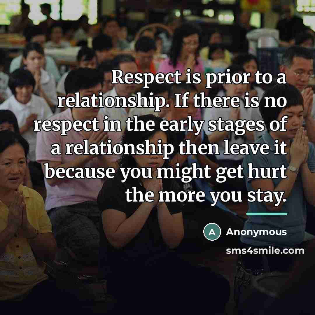 “Respect is prior to a relationship. If there is no…” quote by Anonymous