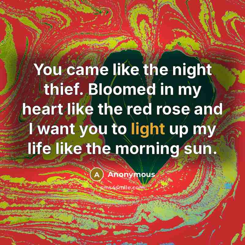 “You came like the night thief. Bloomed in my heart…” quote by Anonymous