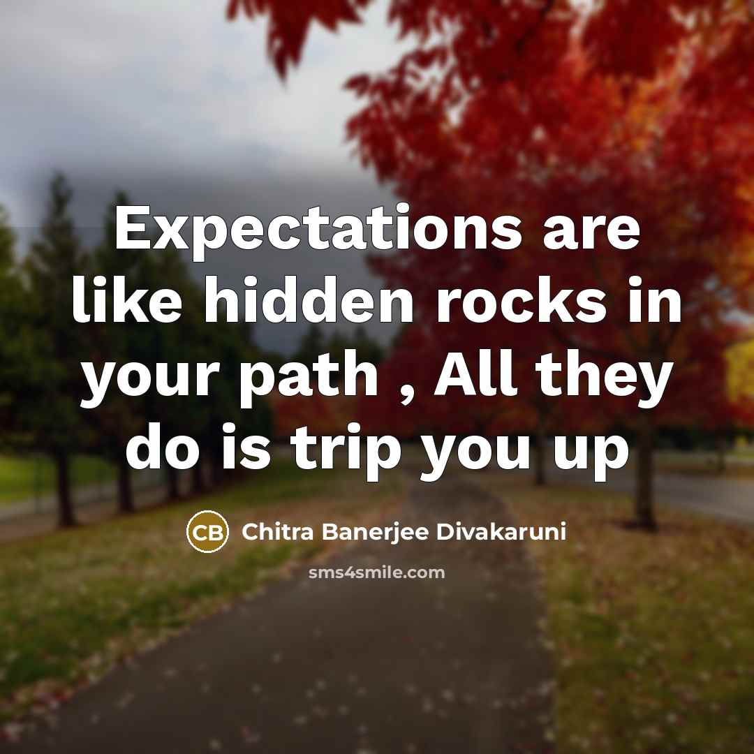 “Expectations are like hidden rocks in your path , All…” quote by Chitra Banerjee Divakaruni