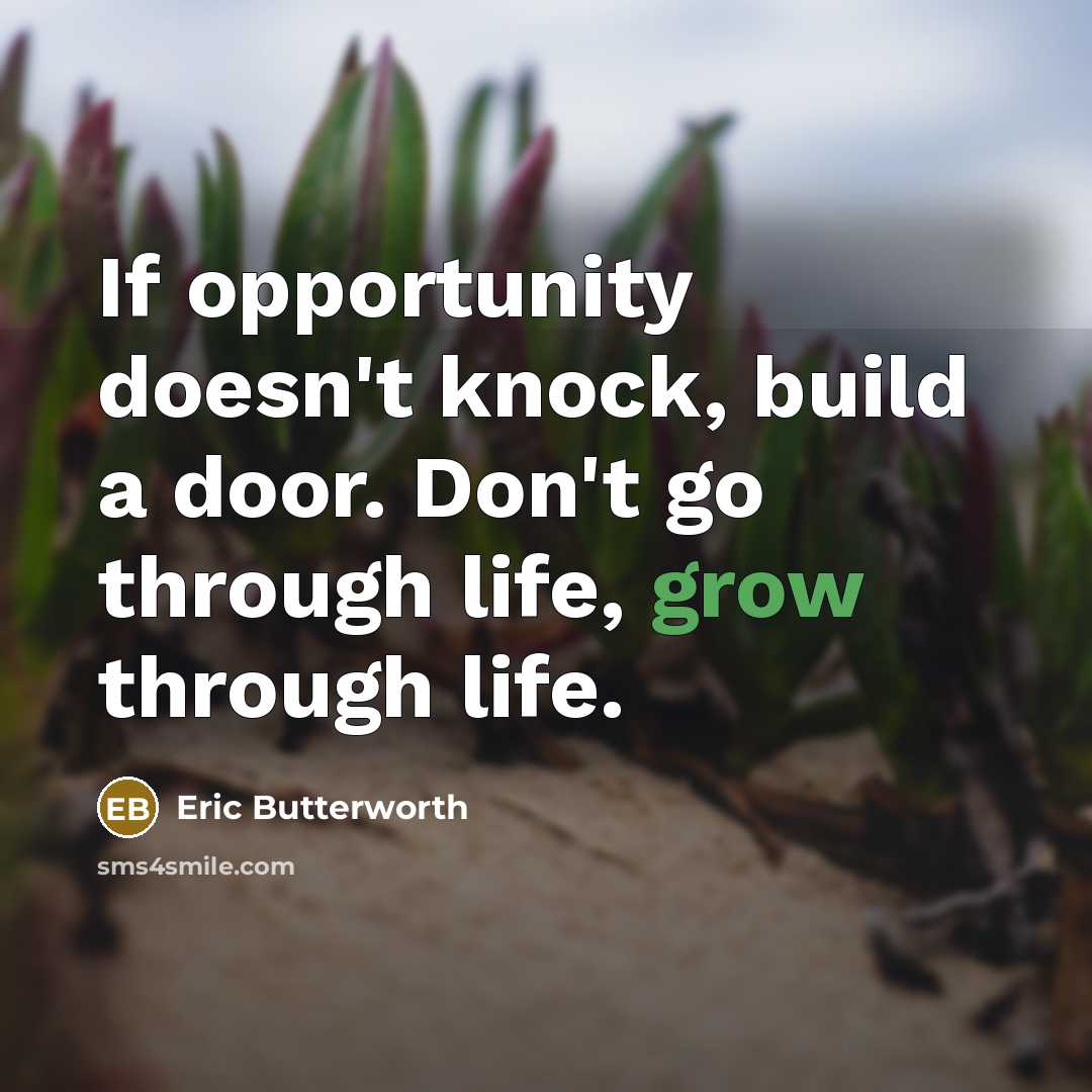 “If opportunity doesn't knock, build a door. Don't go through…” quote by Eric Butterworth