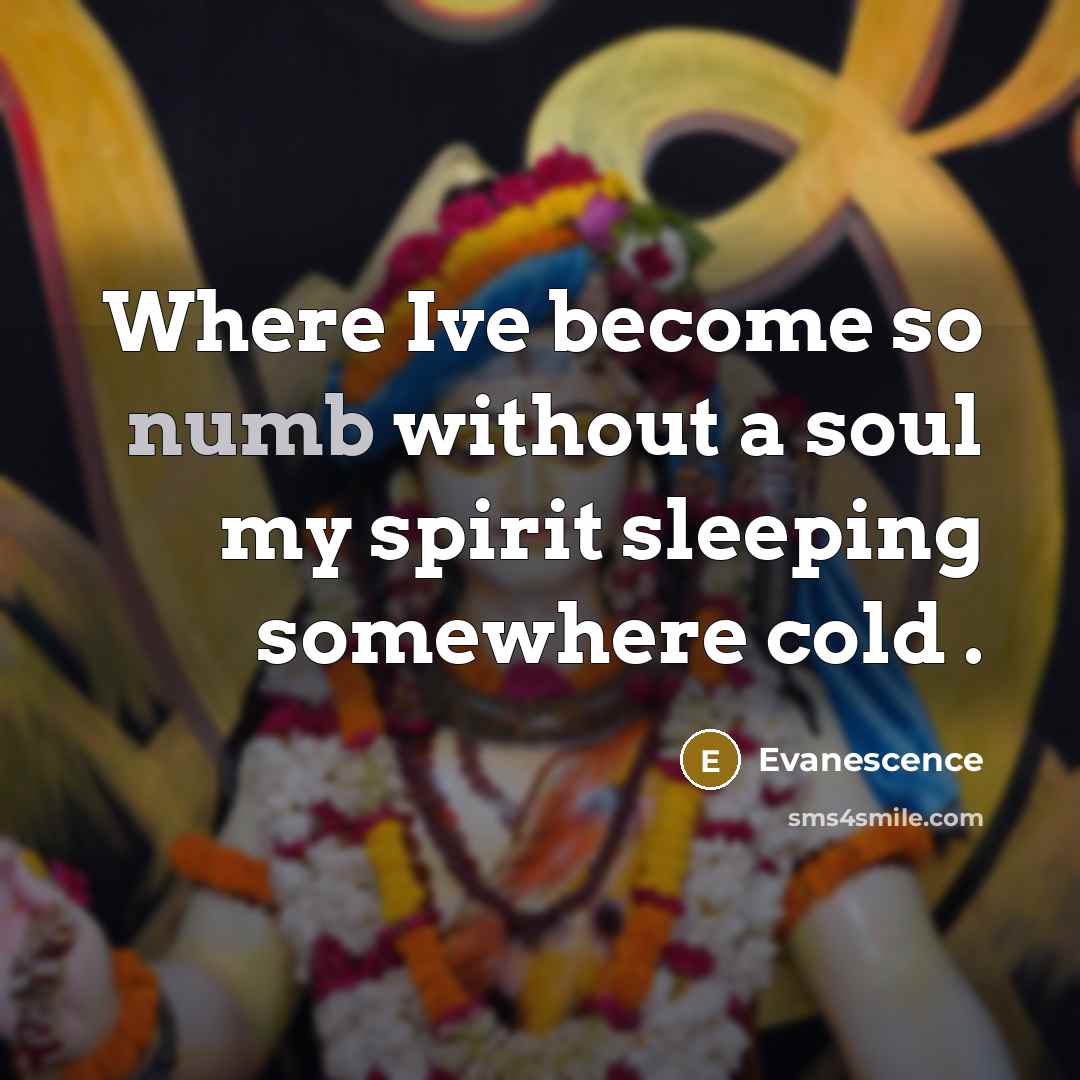“Where Ive become so numb without a soul my spirit…” quote by Evanescence