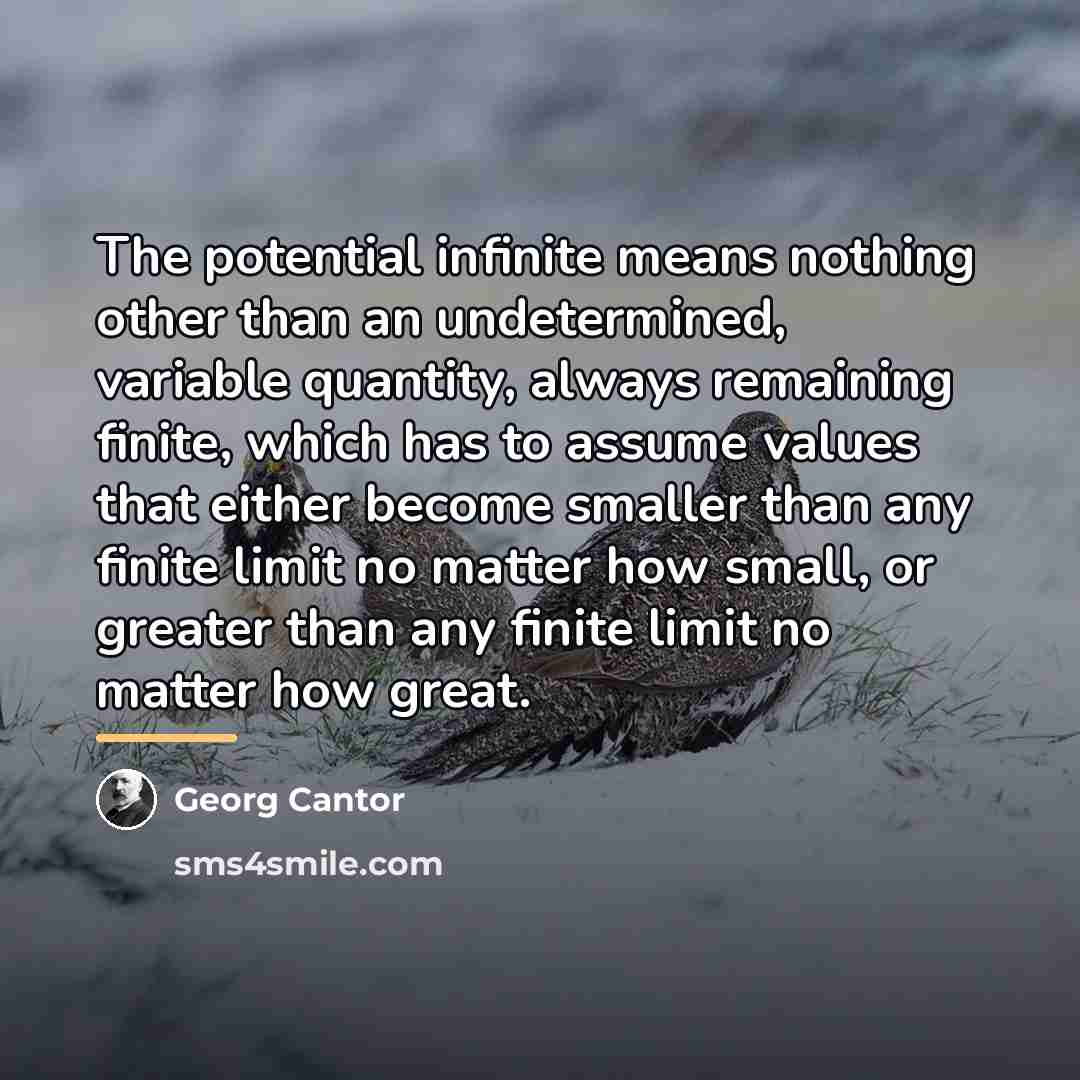 “The potential infinite means nothing other than an undetermined, variable…” quote by Georg Cantor
