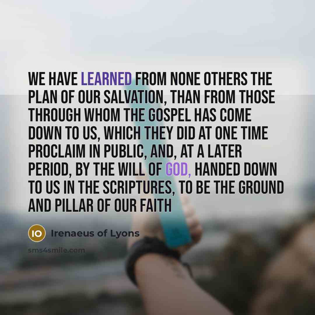 “We have learned from none others the plan of our…” quote by Irenaeus of Lyons