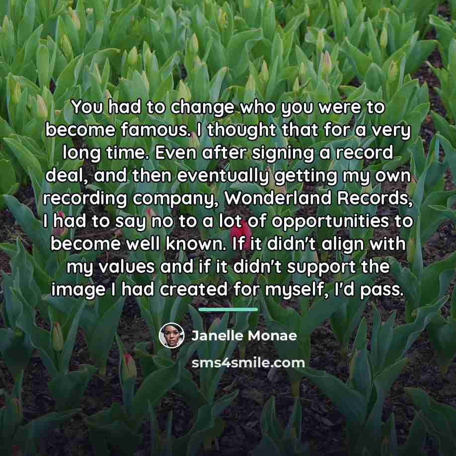 “You had to change who you were to become famous.…” quote by Janelle Monae