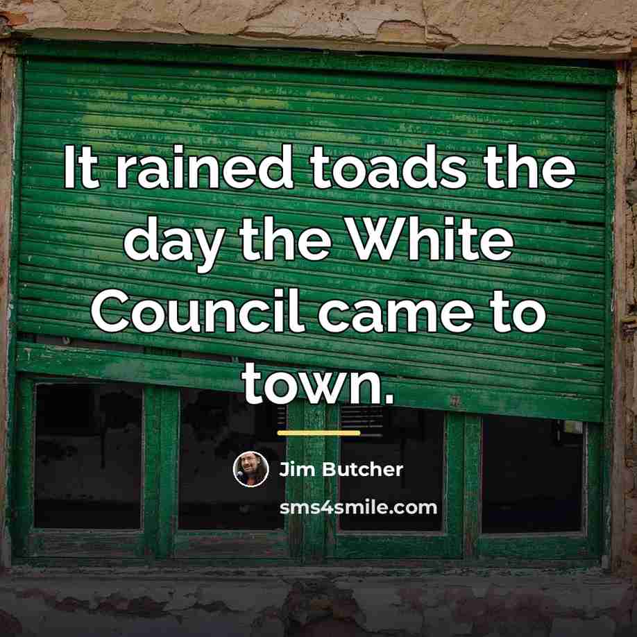 “It rained toads the day the White Council came to…” quote by Jim Butcher