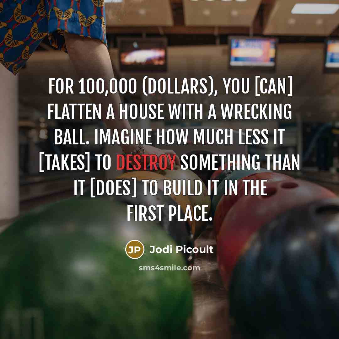 “for 100,000 (dollars), you [can] flatten a house with a…” quote by Jodi Picoult