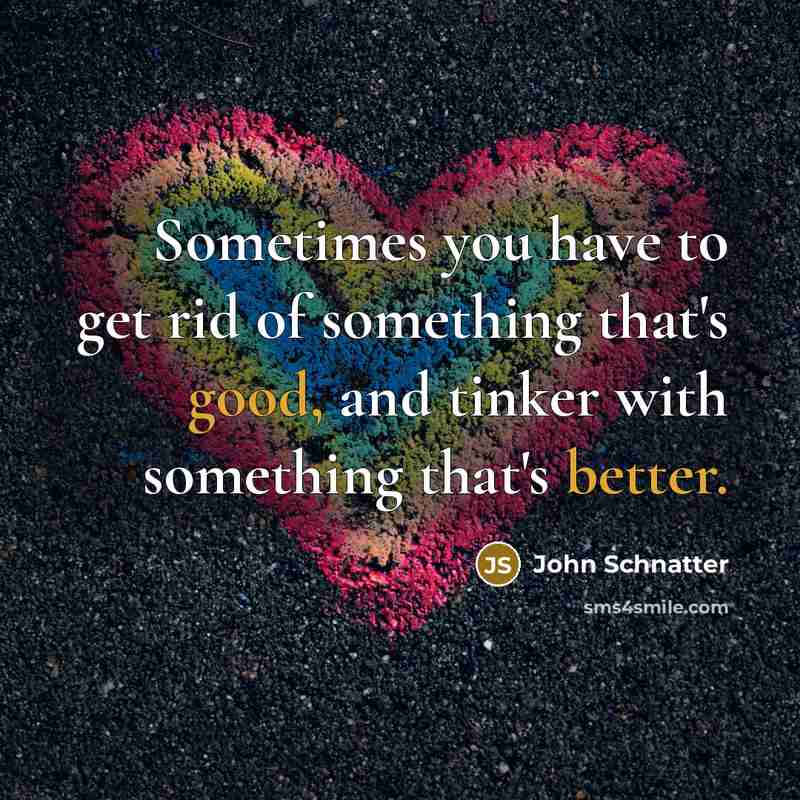 “Sometimes you have to get rid of something that's good, and tinker with something that's better.” quote by John Schnatter