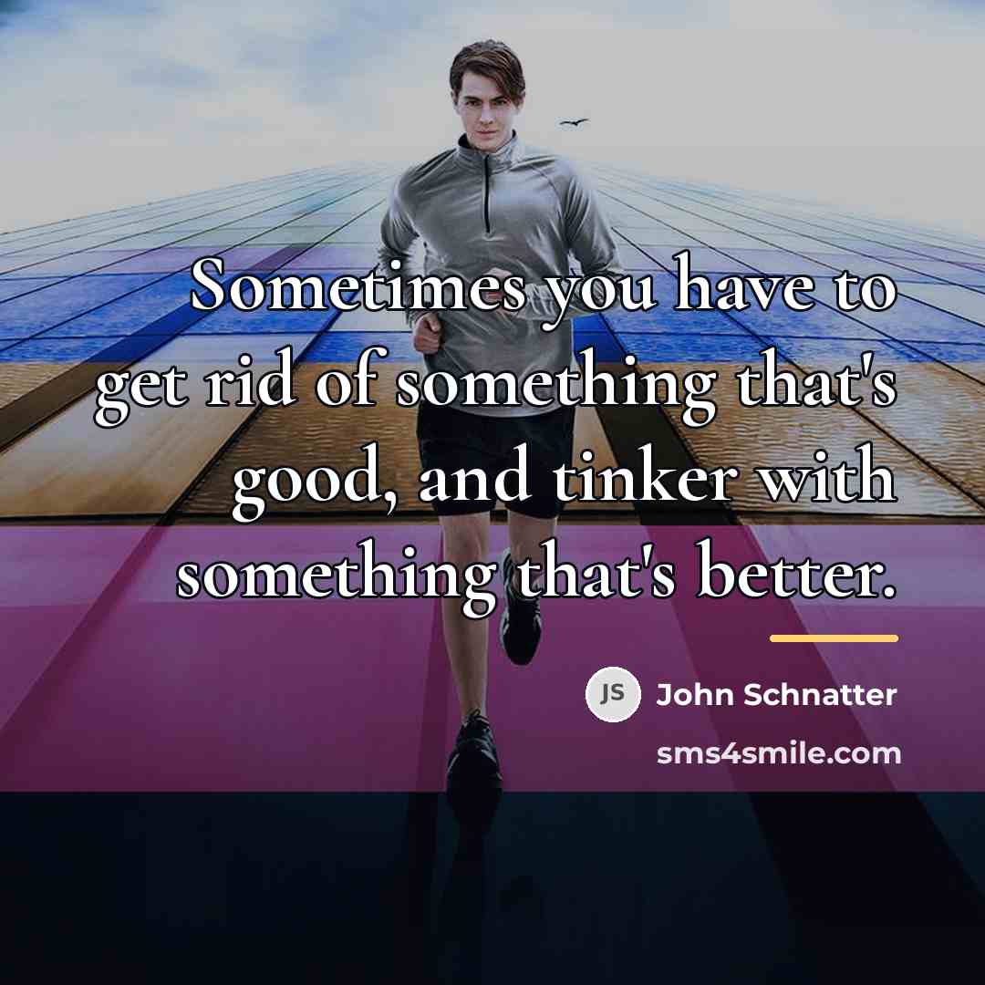 “Sometimes you have to get rid of something that's good,…” quote by John Schnatter