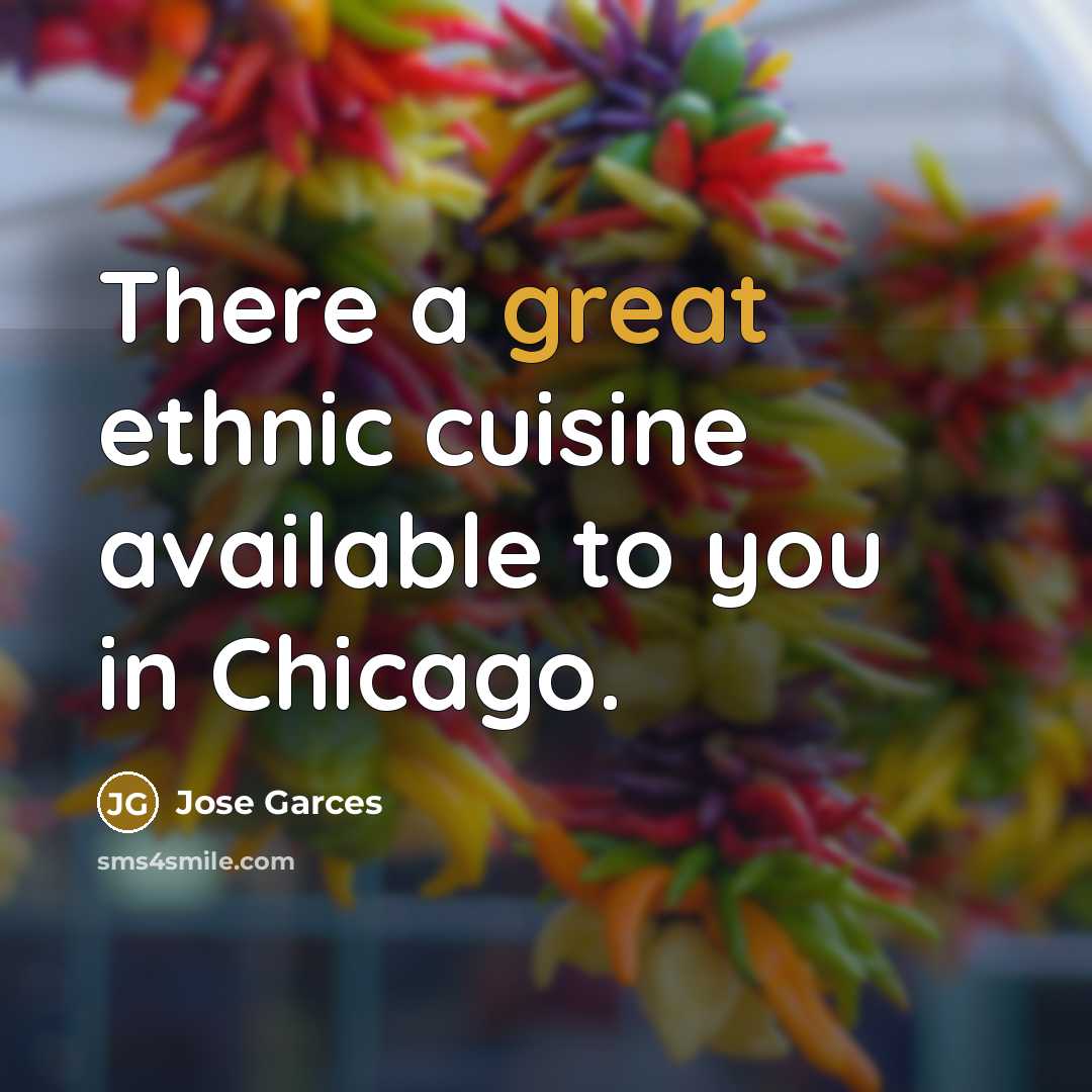 “There a great ethnic cuisine available to you in Chicago.…” quote by Jose Garces