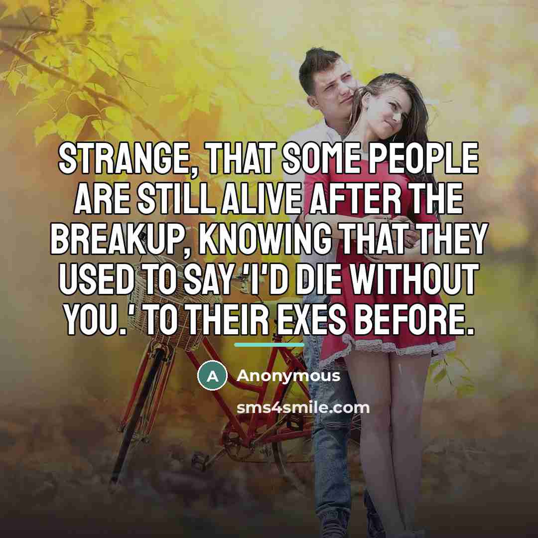 “Strange, that some people are still alive after the breakup,…” quote by Anonymous