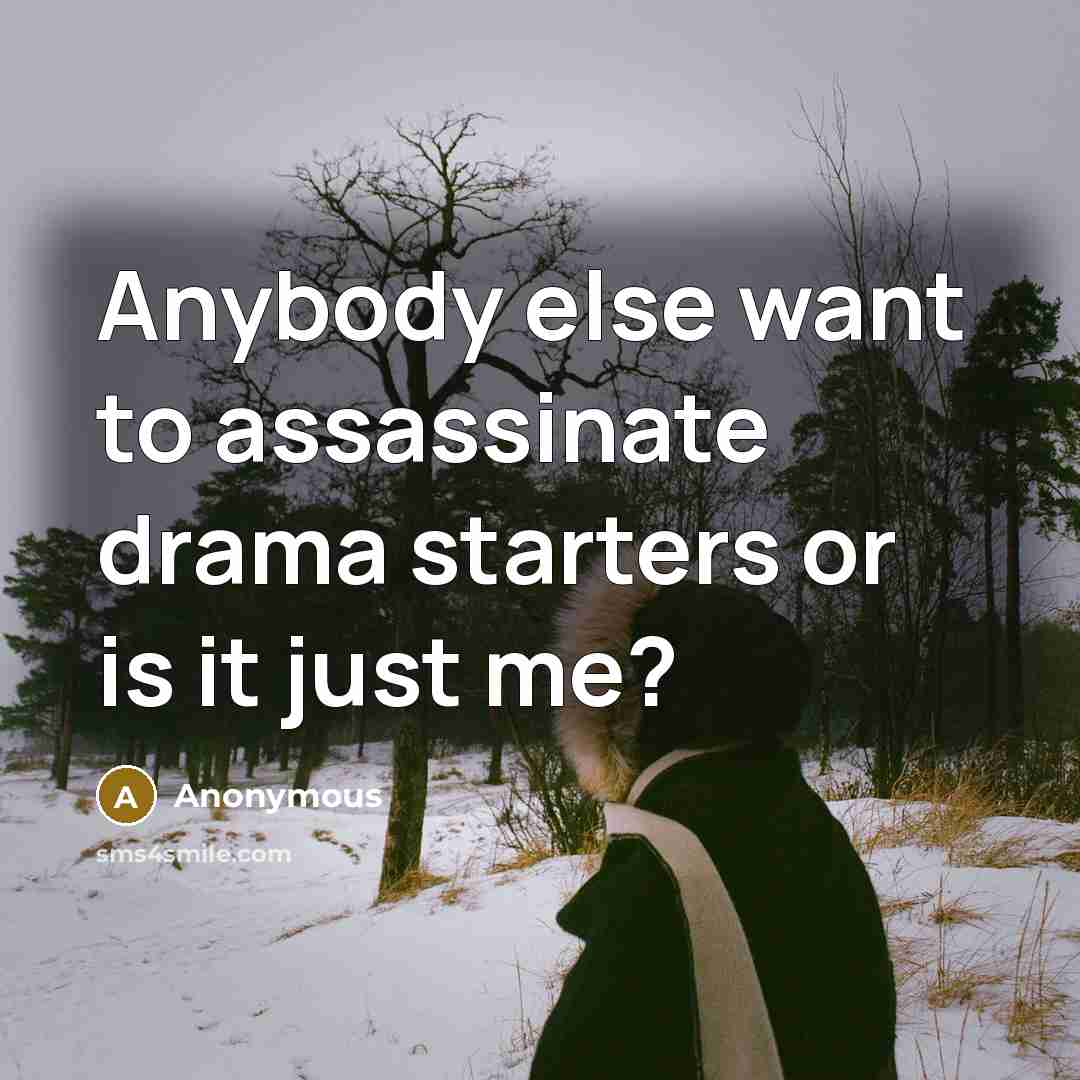 “Anybody else want to assassinate drama starters or is it…” quote by Anonymous