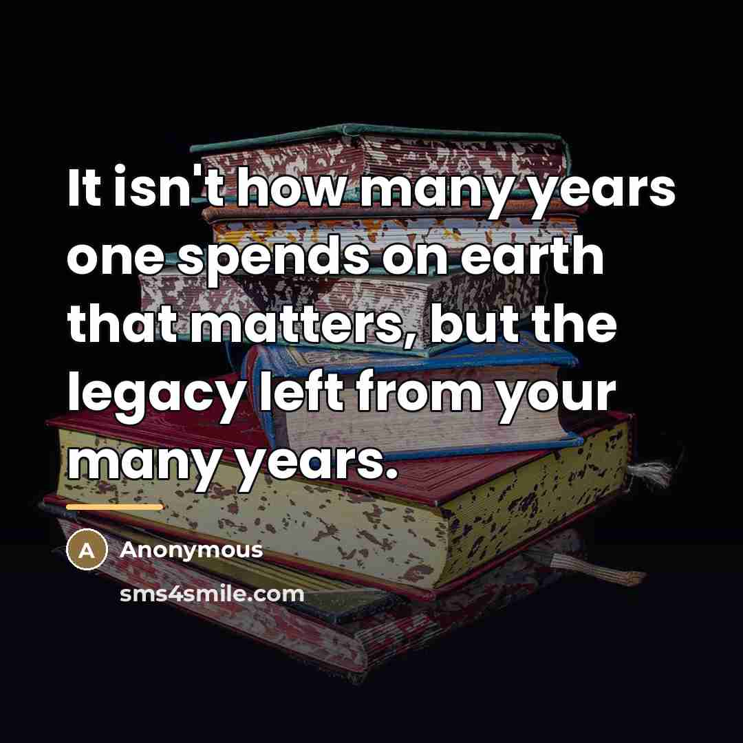 “It isn't how many years one spends on earth that…” quote by Anonymous