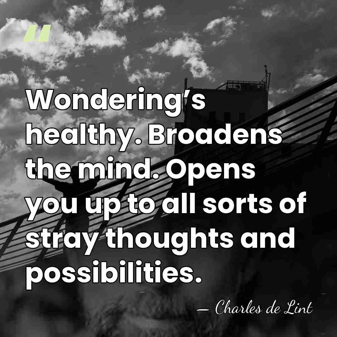 Wondering’s healthy. Broadens the mind. Opens you up to all sorts of&hellip; - Charles de Lint