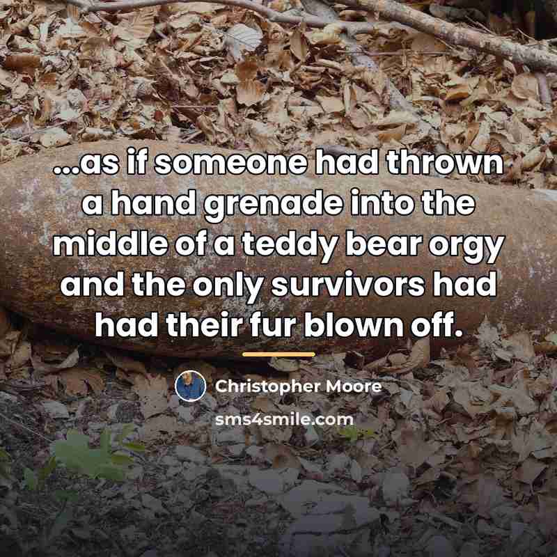 “...as if someone had thrown a hand grenade into the…” quote by Christopher Moore