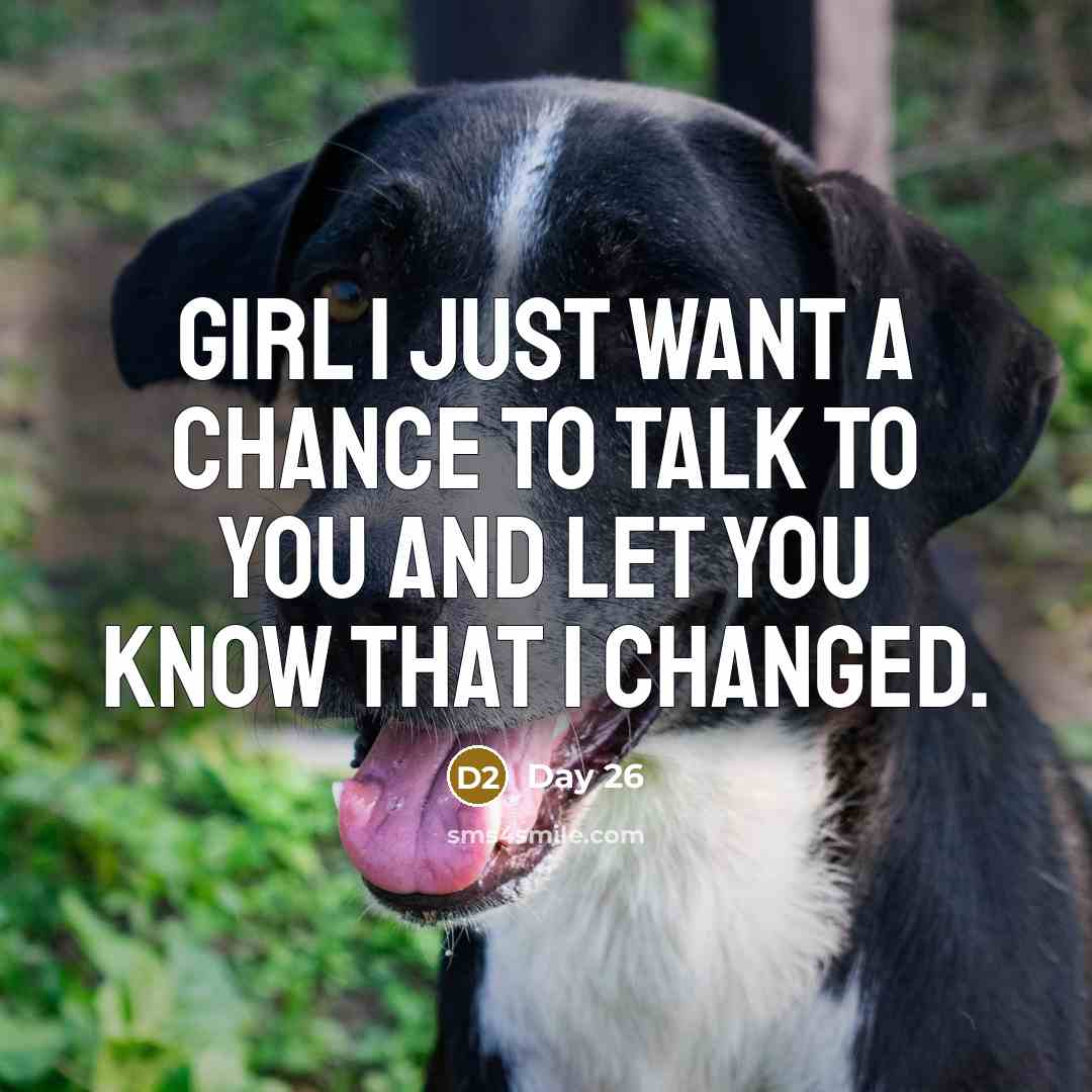 “Girl I just want a chance to talk to you…” quote by Day 26