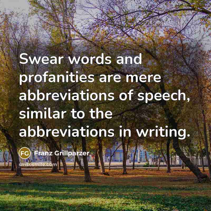 “Swear words and profanities are mere abbreviations of speech, similar…” quote by Franz Grillparzer