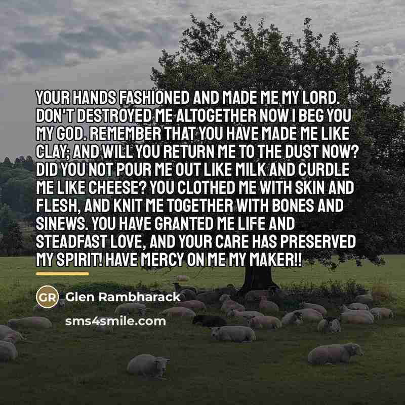 “Your hands fashioned and made me my Lord. Don't destroyed…” quote by Glen Rambharack