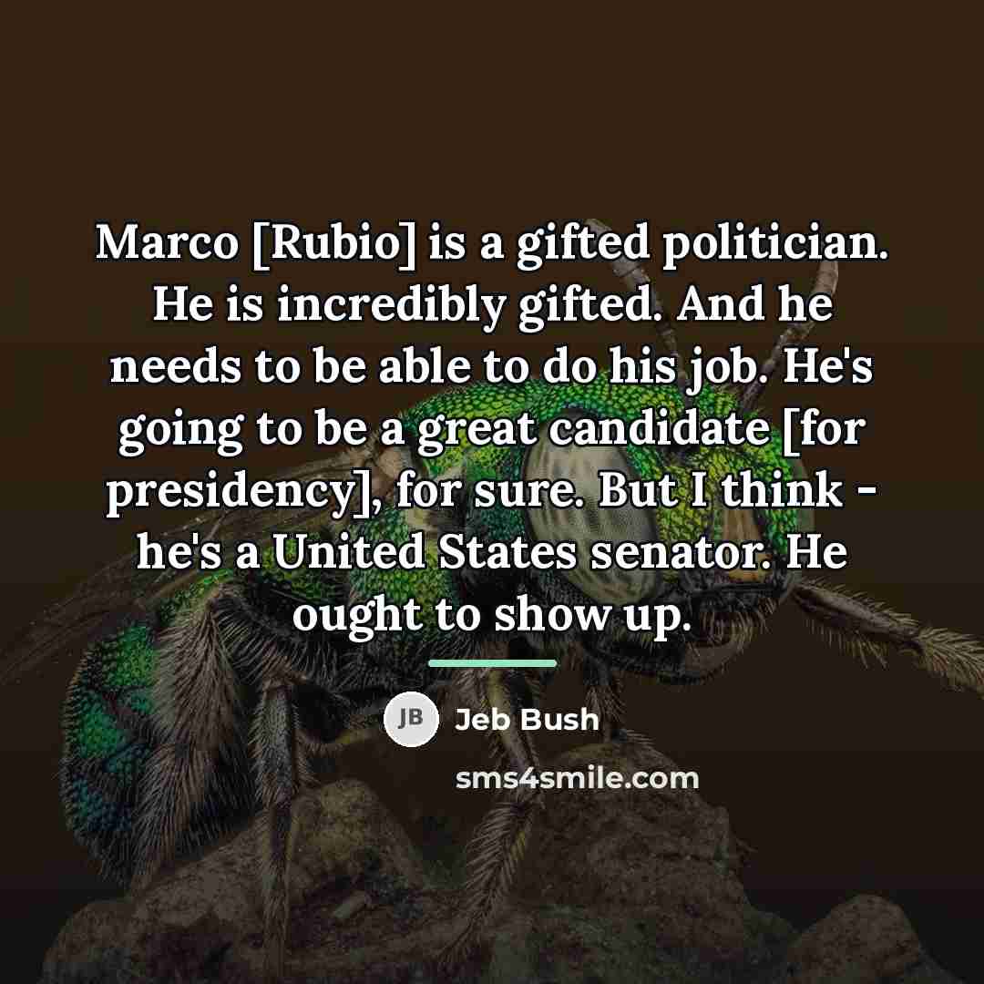 “Marco [Rubio] is a gifted politician. He is incredibly gifted.…” quote by Jeb Bush