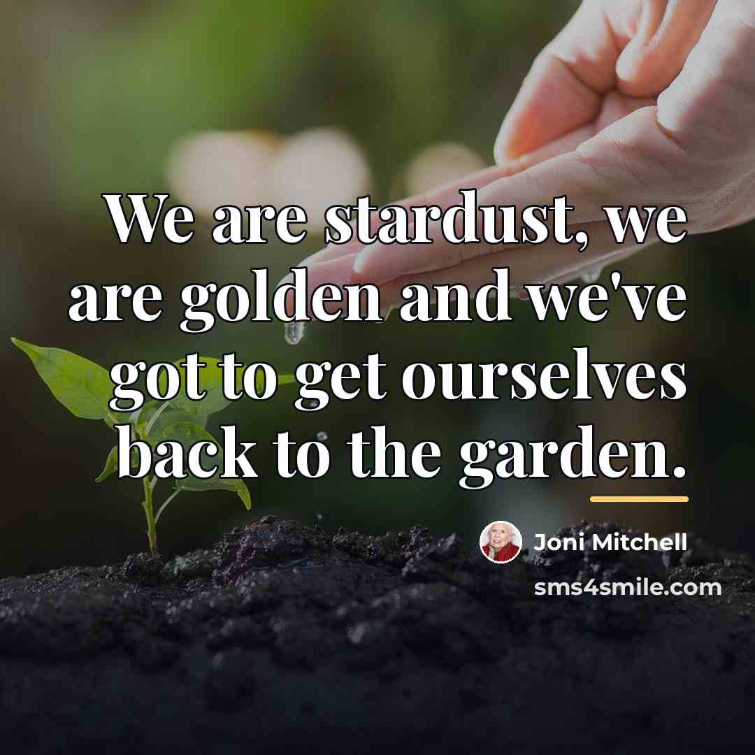 “We are stardust, we are golden and we've got to…” quote by Joni Mitchell
