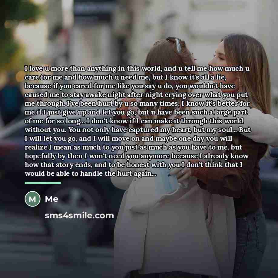 “I love u more than anything in this world, and…” quote by Me