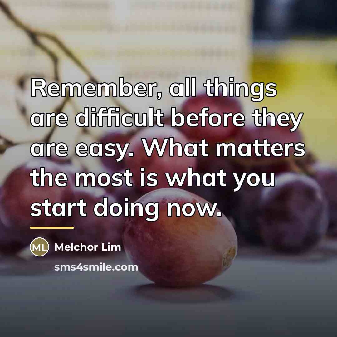“Remember, all things are difficult before they are easy. What…” quote by Melchor Lim