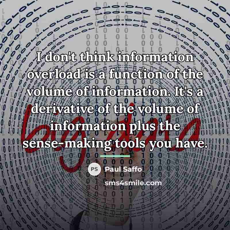 “I don't think information overload is a function of the…” quote by Paul Saffo