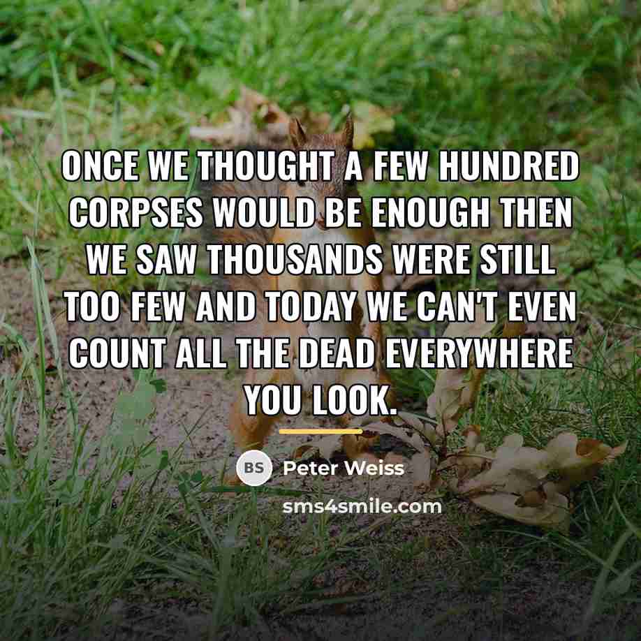 “Once we thought a few hundred corpses would be enough…” quote by Peter Weiss