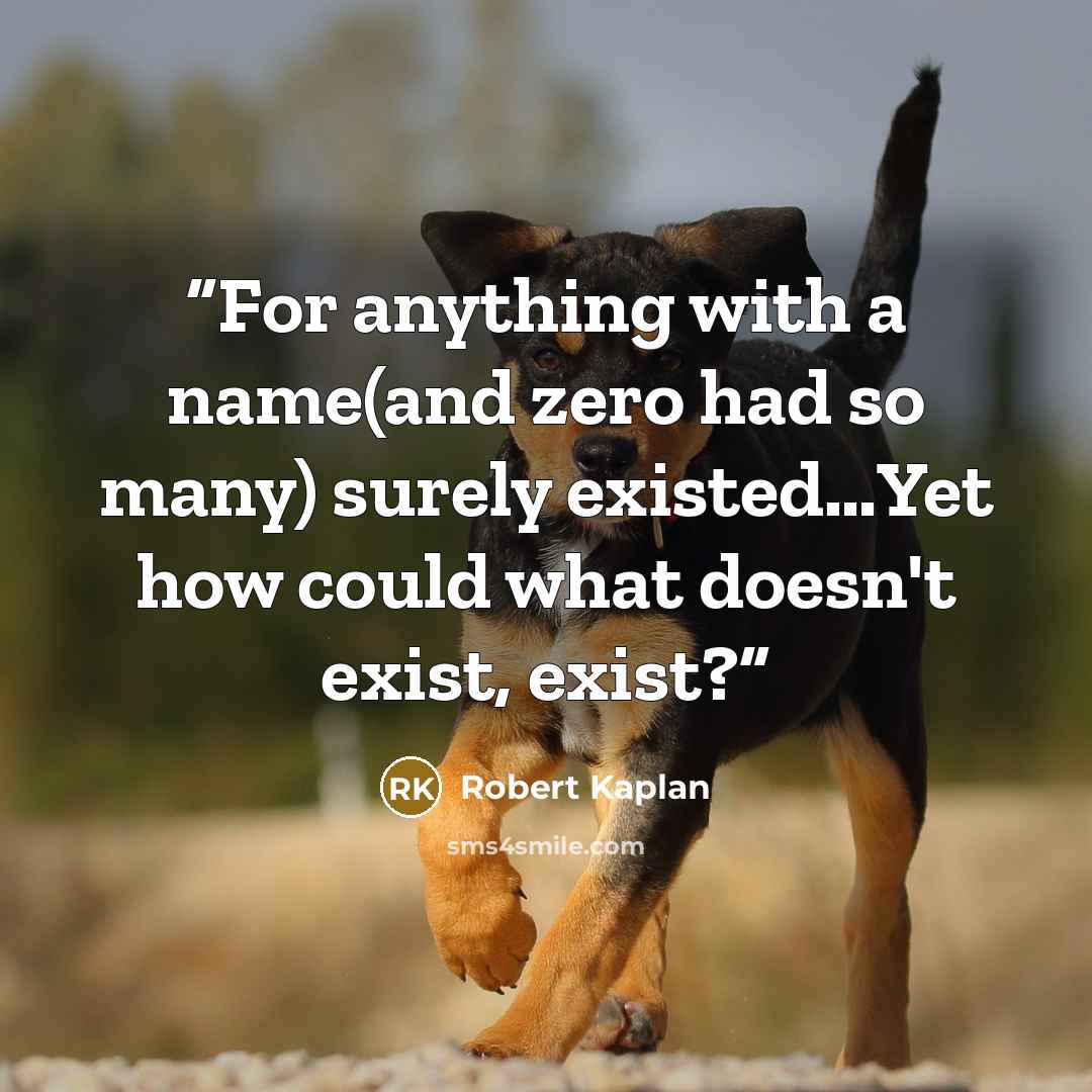 “For anything with a name(and zero had so many) surely existed…Yet how could what doesn't exist, exist?” quote by Robert Kaplan
