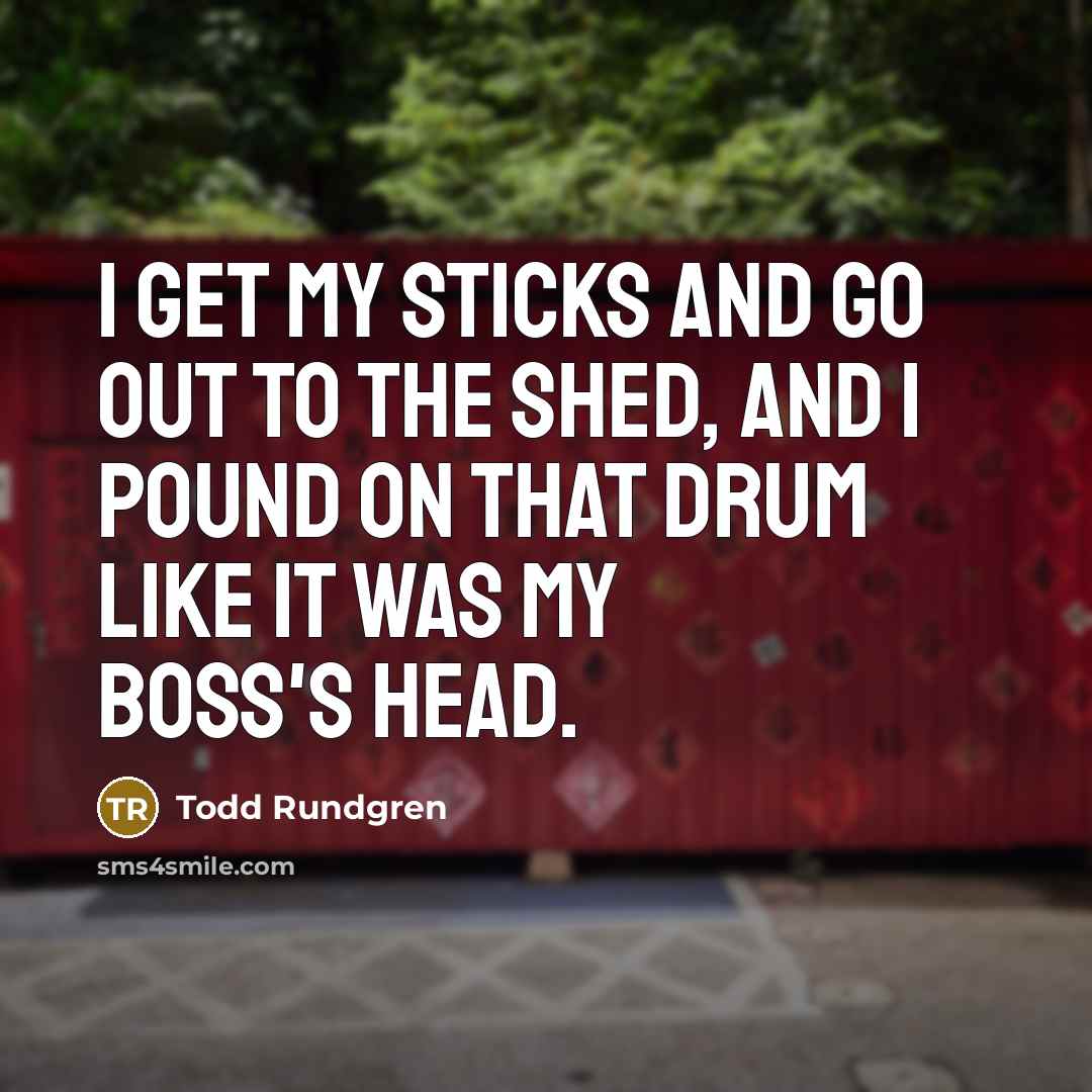 “I get my sticks and go out to the shed,…” quote by Todd Rundgren