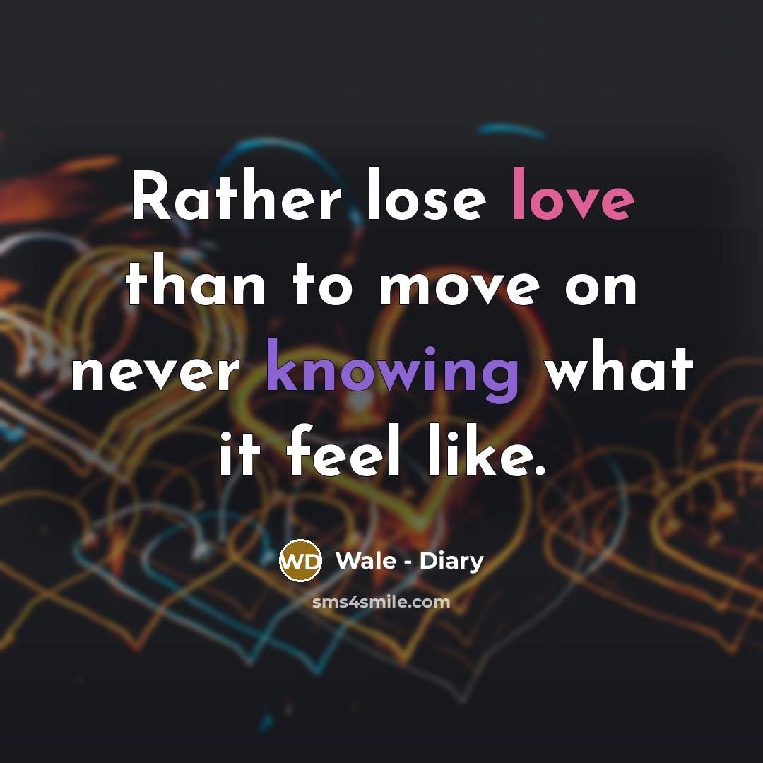 “Rather lose love than to move on never knowing what…” quote by Wale - Diary