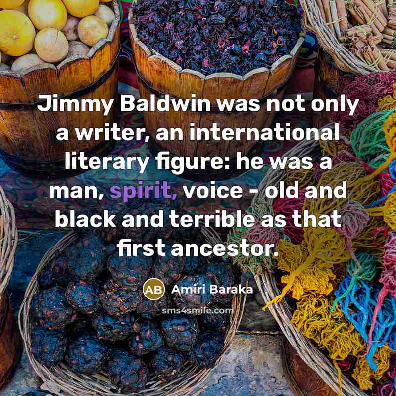 “Jimmy Baldwin was not only a writer, an international literary…” quote by Amiri Baraka