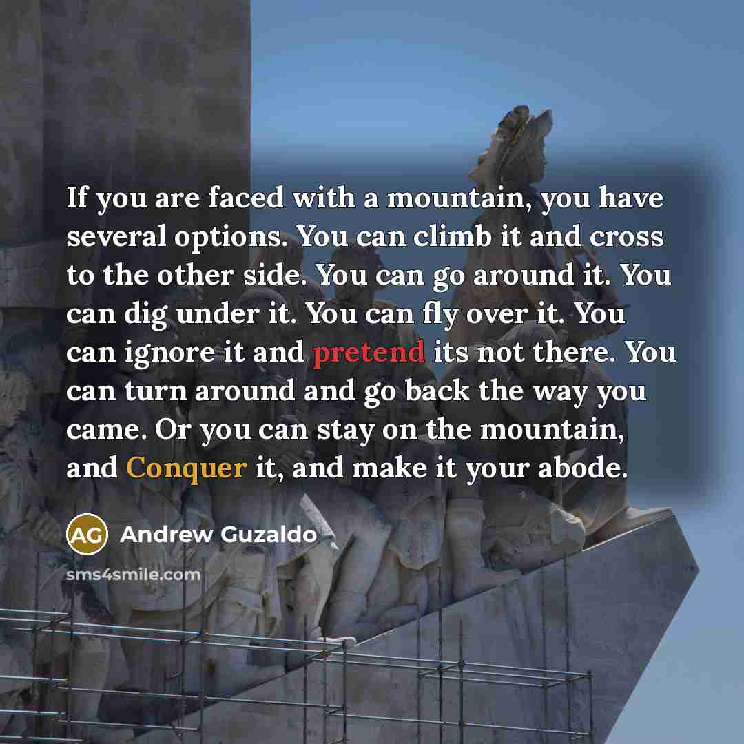 “If you are faced with a mountain, you have several…” quote by Andrew Guzaldo