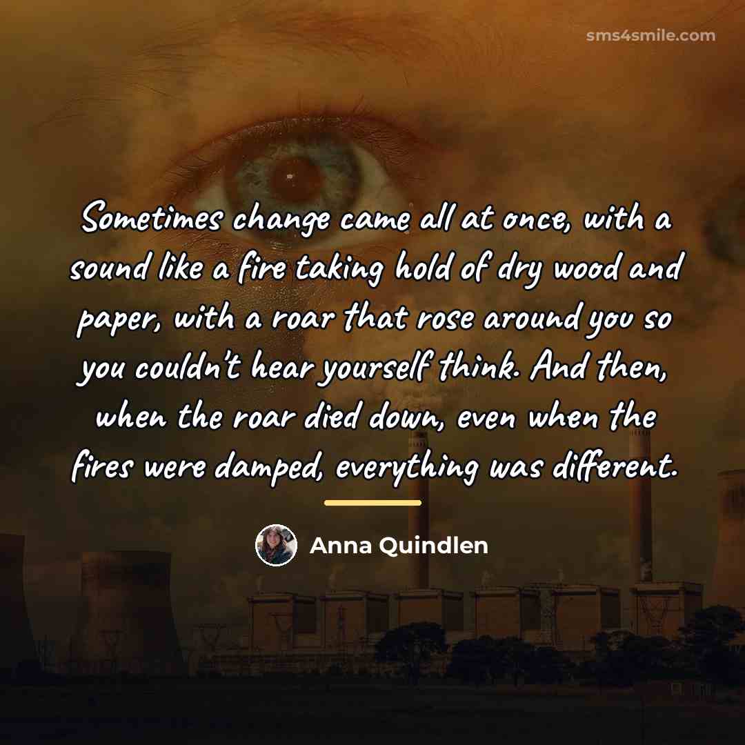 “Sometimes change came all at once, with a sound like…” quote by Anna Quindlen