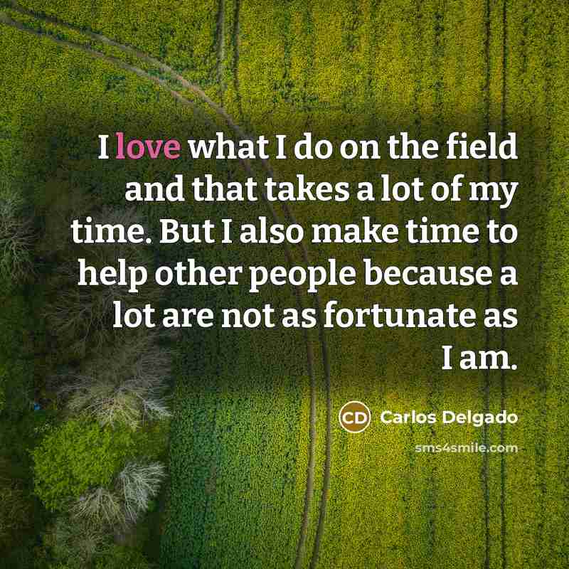 “I love what I do on the field and that…” quote by Carlos Delgado