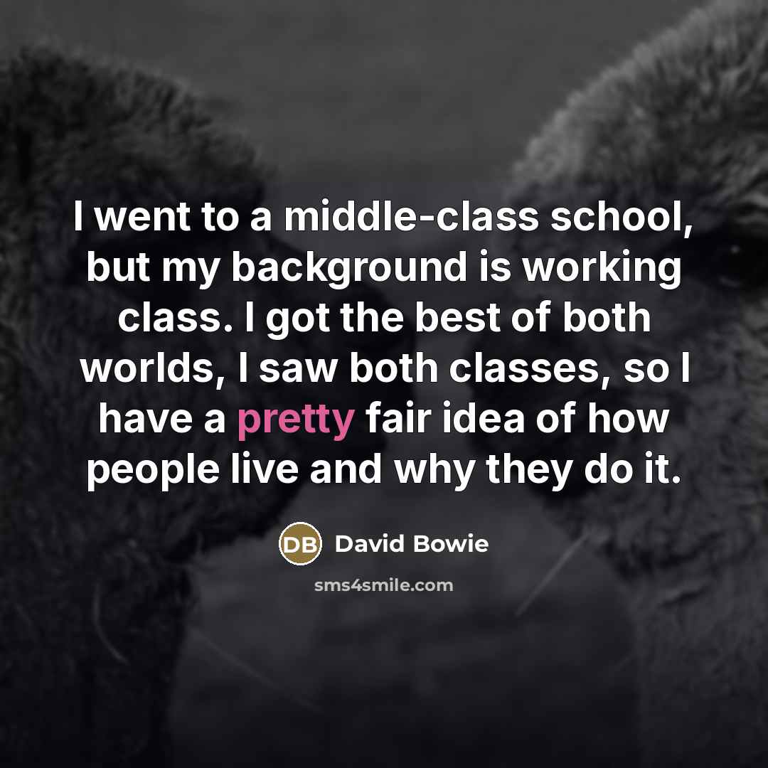 “I went to a middle-class school, but my background is…” quote by David Bowie