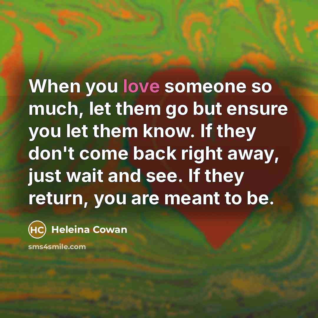 “When you love someone so much, let them go but…” quote by Heleina Cowan