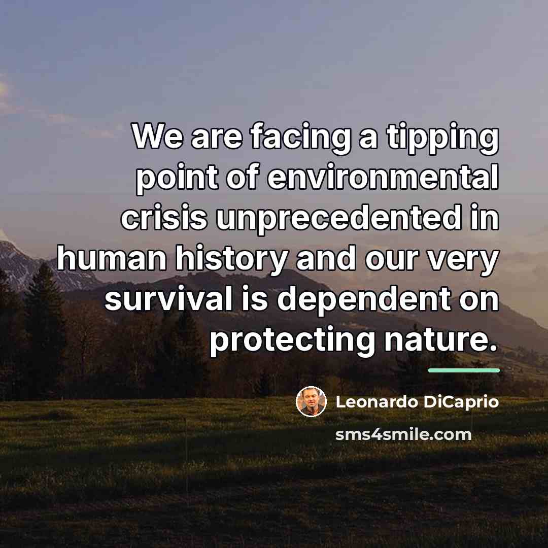 “We are facing a tipping point of environmental crisis unprecedented…” quote by Leonardo DiCaprio