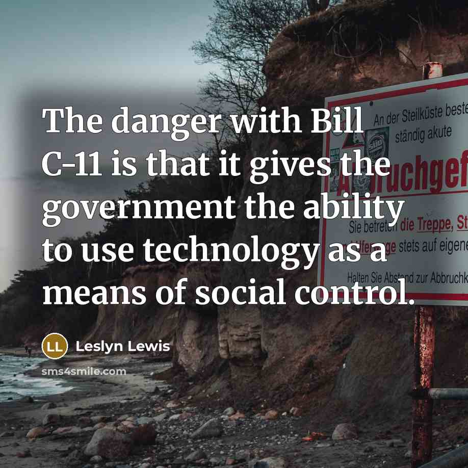 “The danger with Bill C-11 is that it gives the…” quote by Leslyn Lewis