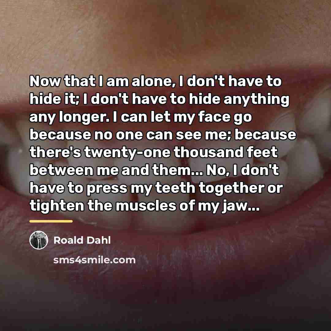 “Now that I am alone, I don't have to hide…” quote by Roald Dahl