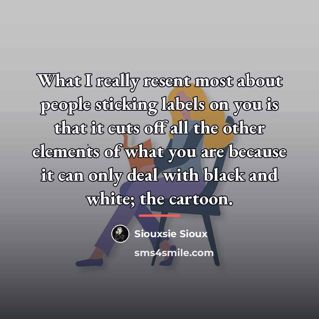 “What I really resent most about people sticking labels on…” quote by Siouxsie Sioux