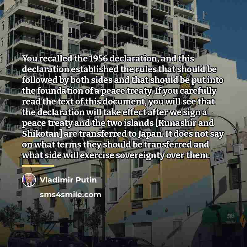 “You recalled the 1956 declaration, and this declaration established the…” quote by Vladimir Putin