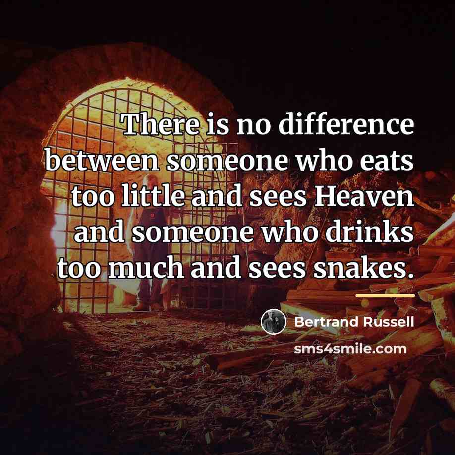“There is no difference between someone who eats too little…” quote by Bertrand Russell